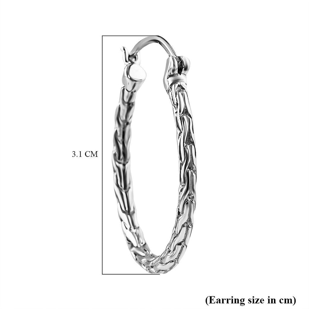 Royal Bali Collection - Sterling Silver Tulang Naga Hoop Earrings