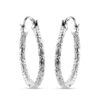 Royal Bali Collection - Sterling Silver Borobudur Hoop Earrings with Clasp