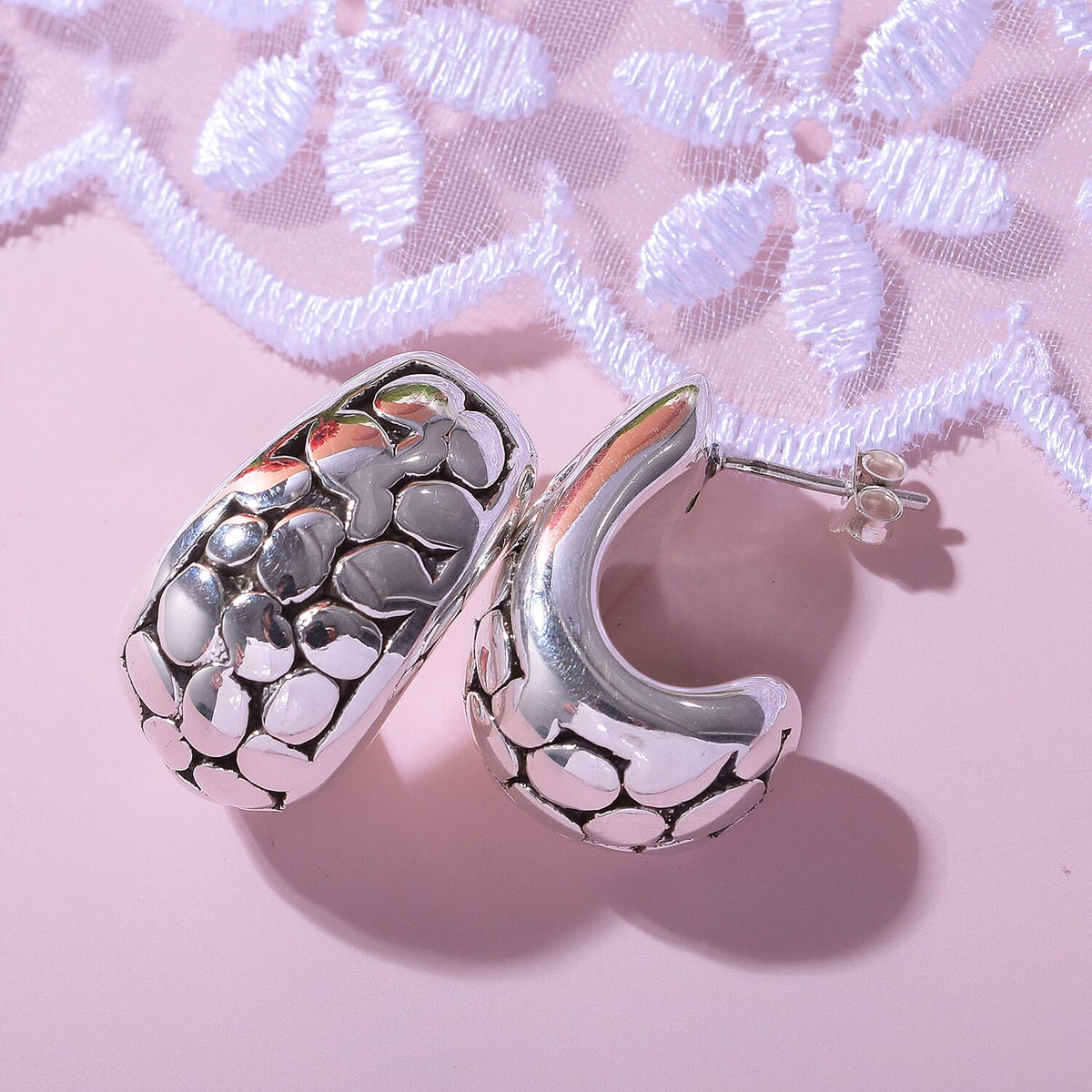 Royal Bali Collection - Sterling Silver Wall Earrings With Push Back 7595039 2