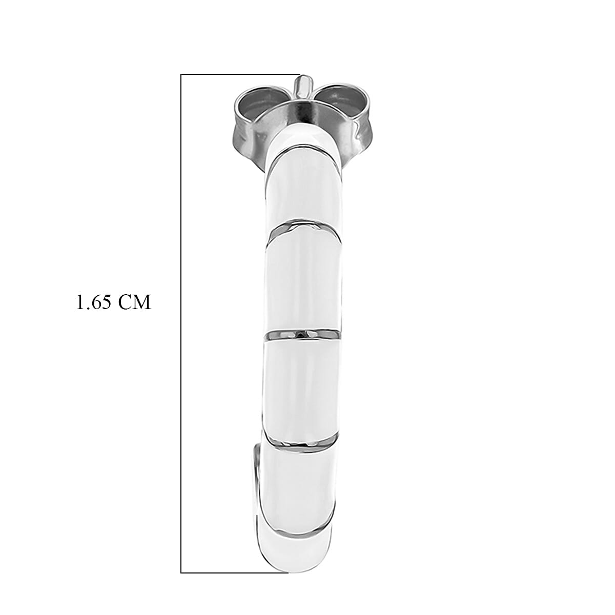White Enamel Half Hoop Stud Earrings in Sterling Silver 7568312 4