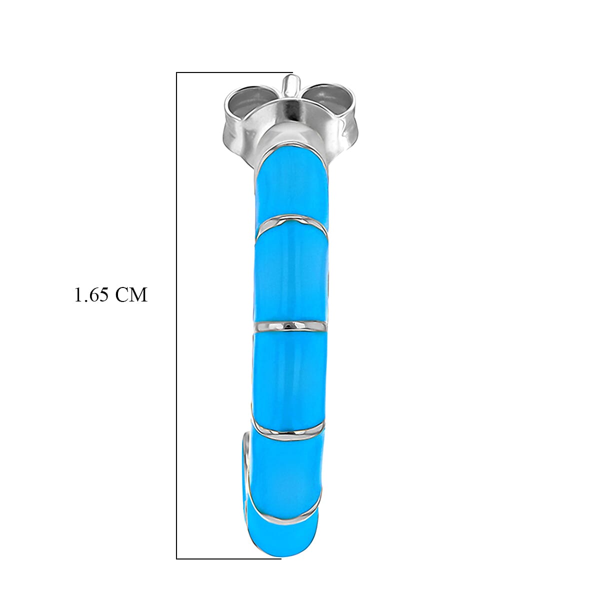 Blue Enamel Half Hoop Stud Earrings in Sterling Silver 7568354 4