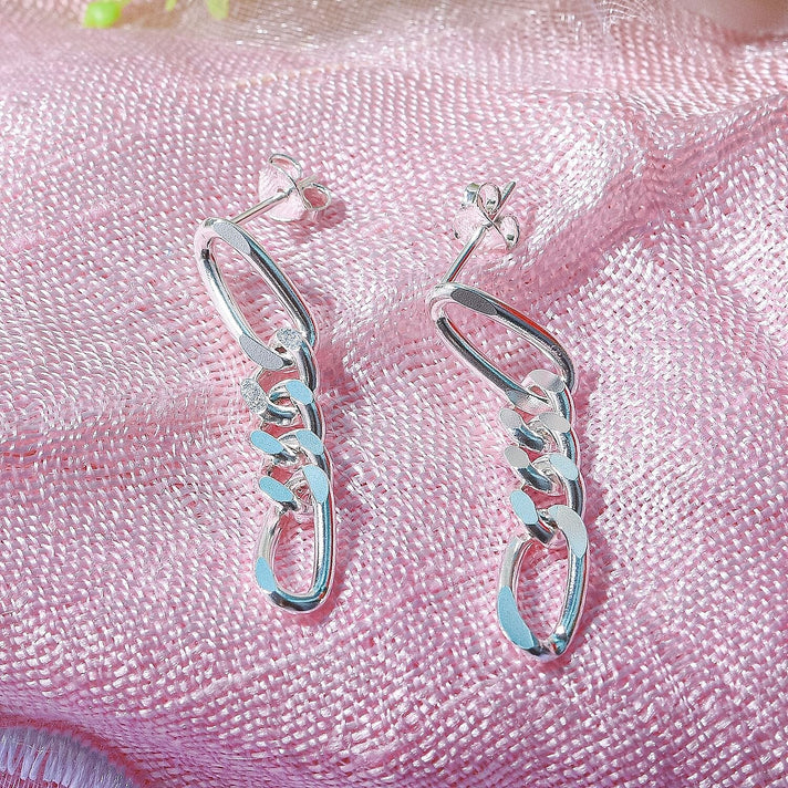Sterling Silver Diamond-Cut Figaro Dangle Earrings 7594809 2