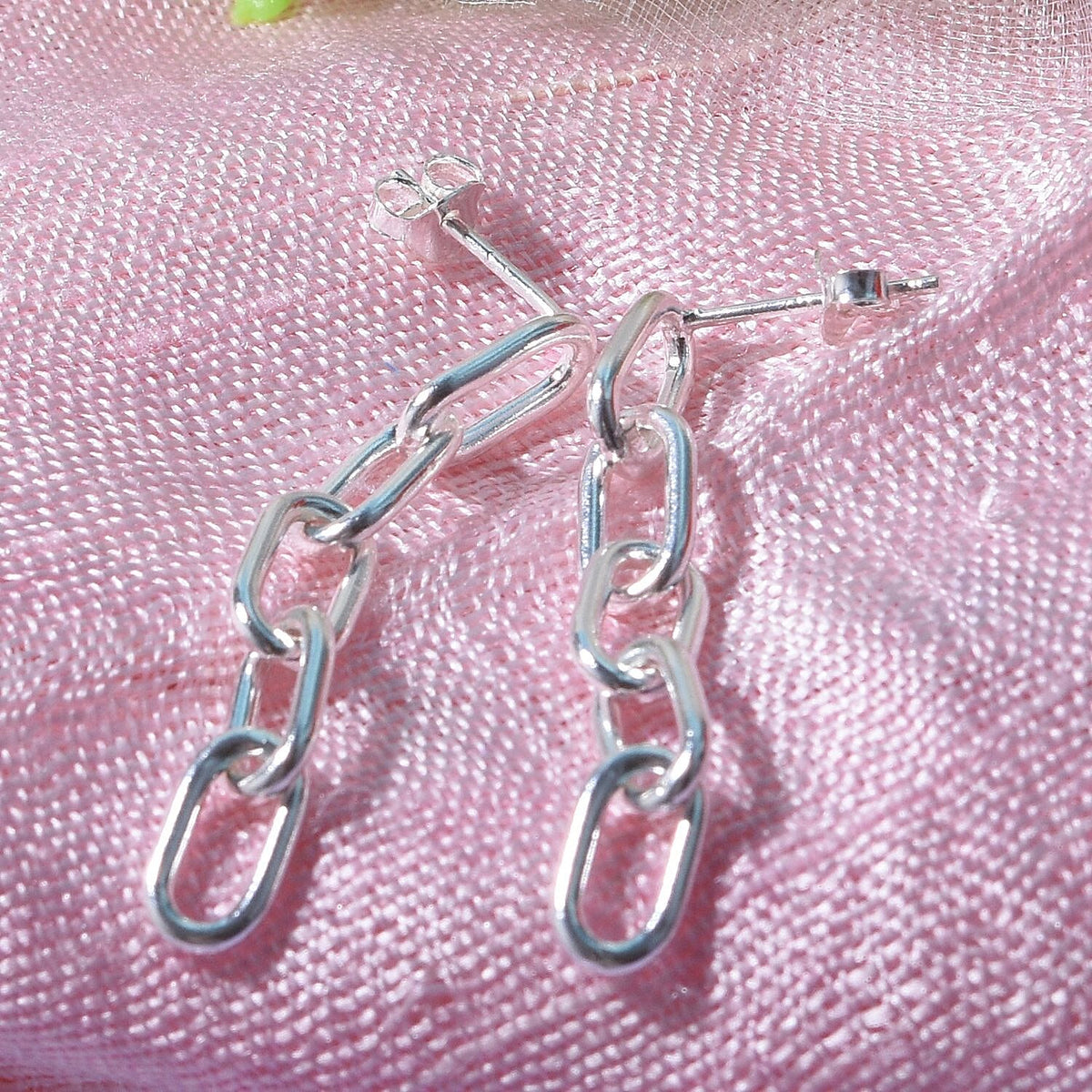 Paper Clip Drop Earrings in Sterling Silver 7594814 2