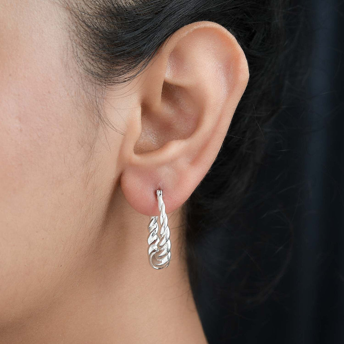 One Time Closeout Deal- Sterling Silver Hoop Earrings 7638548 3
