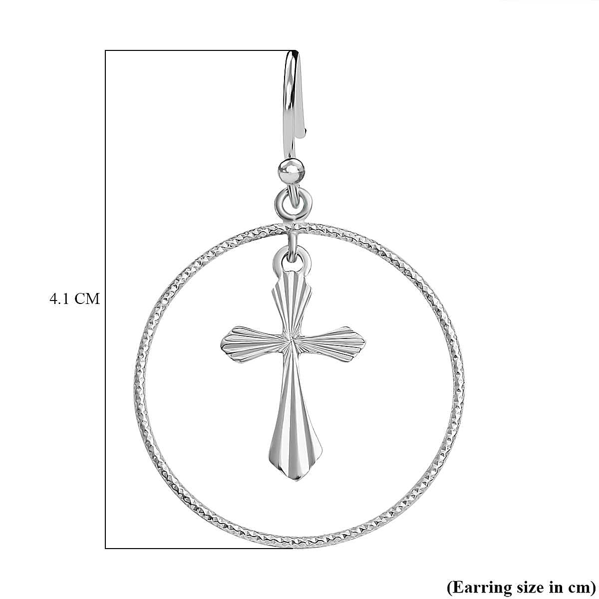 Vicenza Closeout - Sterling Silver Floating Cross Earrings 7638549 5
