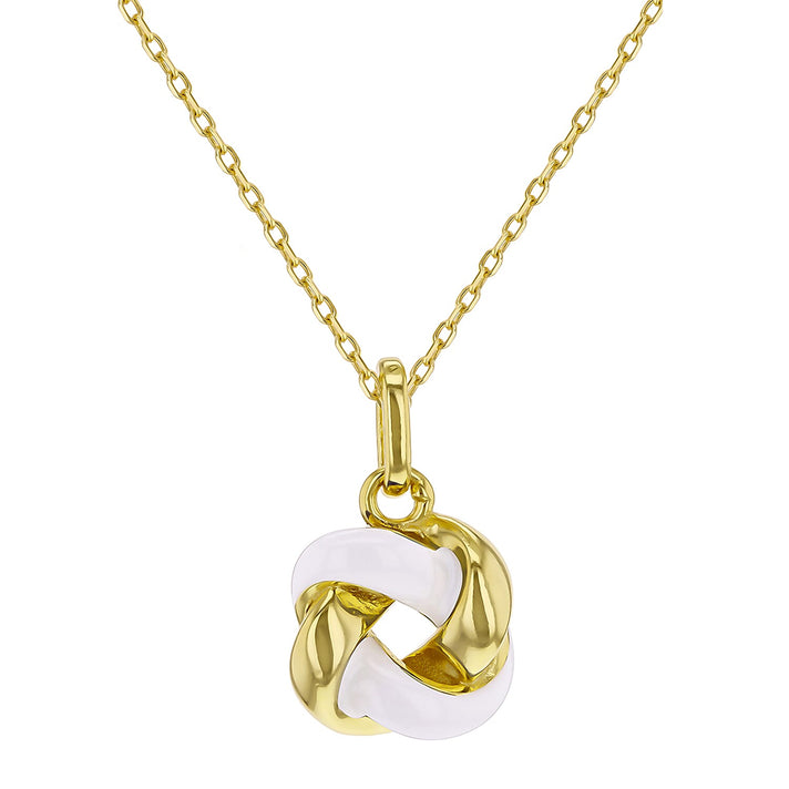 White Enamel Knot Necklace in Sterling Silver Yellow Gold Plated 7568971 1