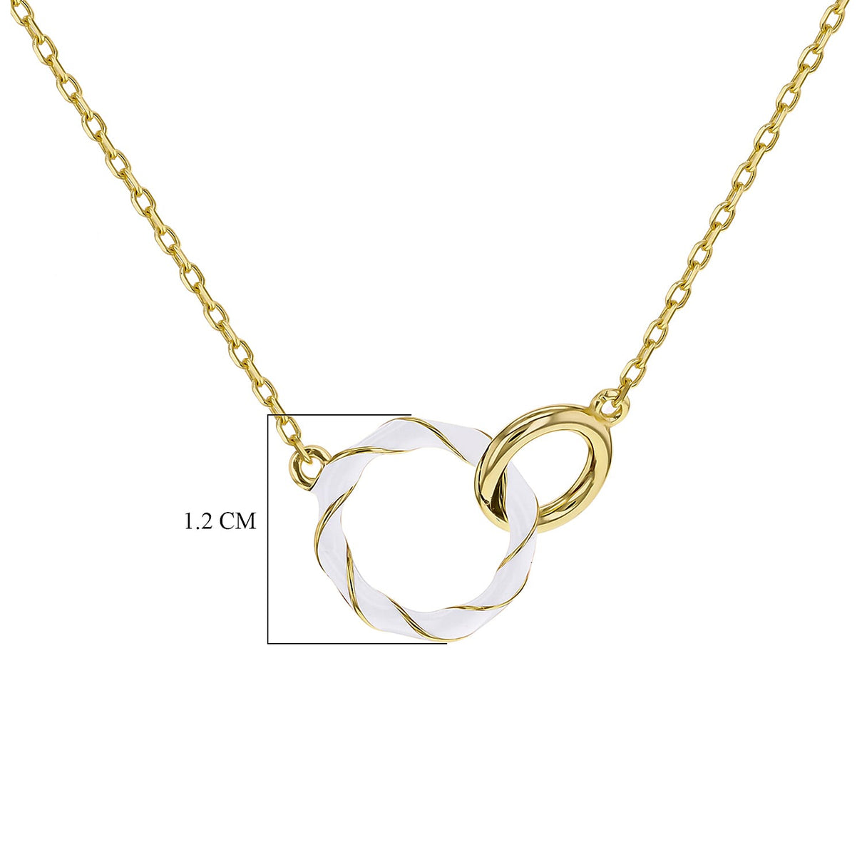 White Enamel Double Ring Interlock Necklace in Sterling Silver Yellow Gold Plated 7569012 2