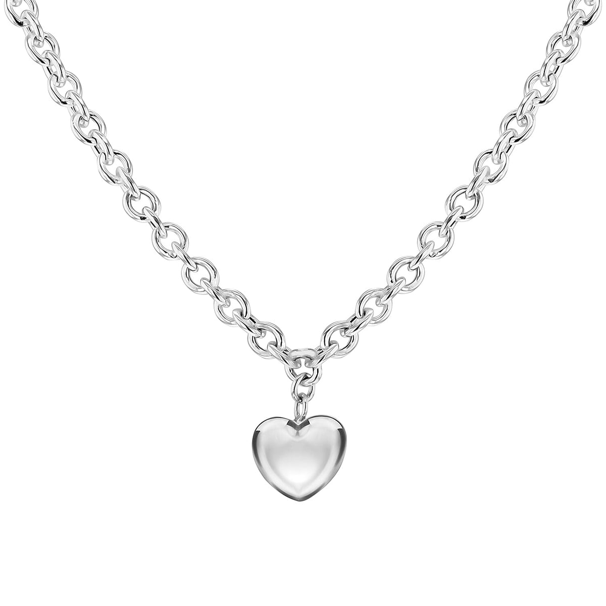 Puff Heart Belcher Necklace 18 Inch in Sterling Silver 7568475 0