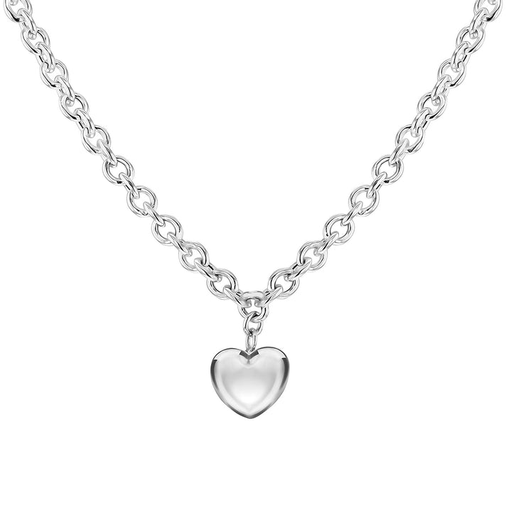 Puff Heart Belcher Necklace 18 Inch in Sterling Silver 7568475 1