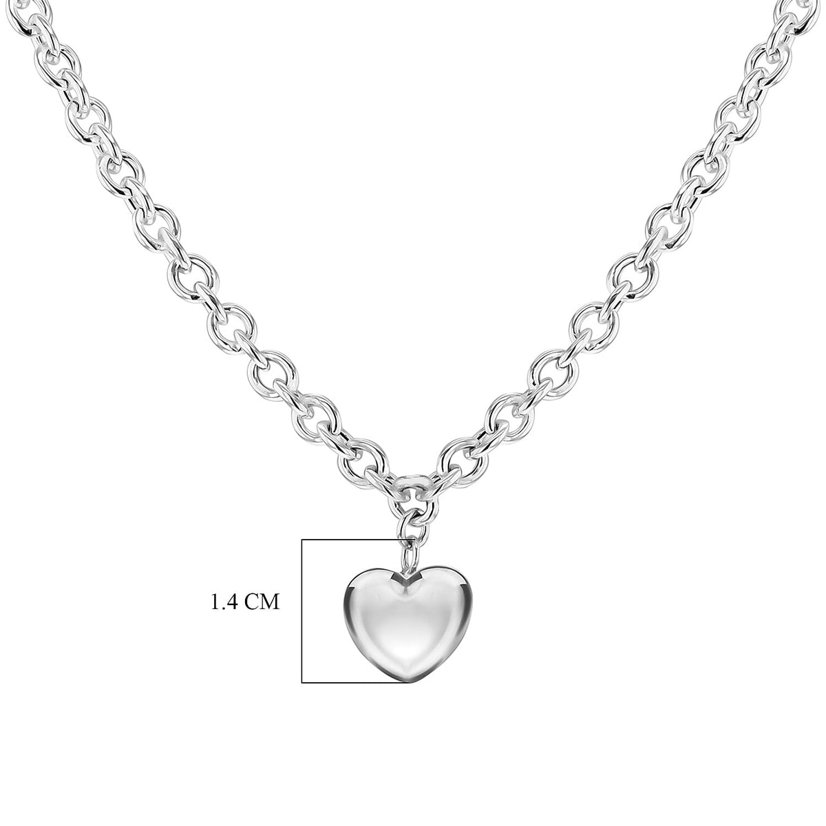 Puff Heart Belcher Necklace 18 Inch in Sterling Silver 7568475 3