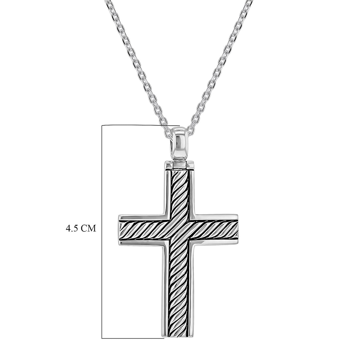 Twisted Cross Necklace in Sterling Silver Rhodium Plated 7569149 2