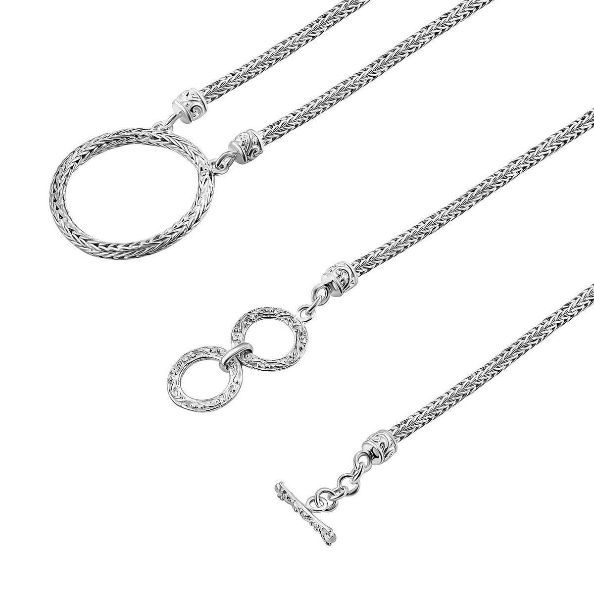 Royal Bali Collection - Sterling Silver Circle Necklace (Size - 20) with T-Bar Clasp, Silver Wt. 18 Gms 7620547 5
