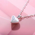 Designer CloseOut- Platinum Overlay Sterling Silver Heart Necklace with Paper Clip Link Chain (Size - 20), Silver Wt. 9.45 Gms