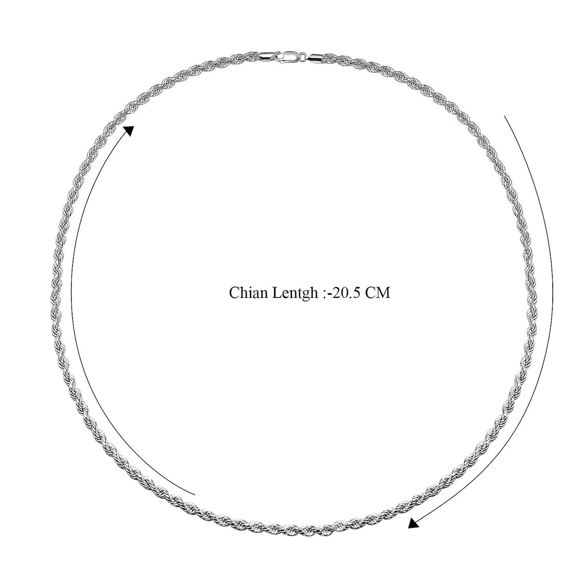 Italian Made - Sterling Silver Rope Necklace (Size - 24) with Lobster Clasp, Silver Wt. 14.80 Gms. 7619724 3
