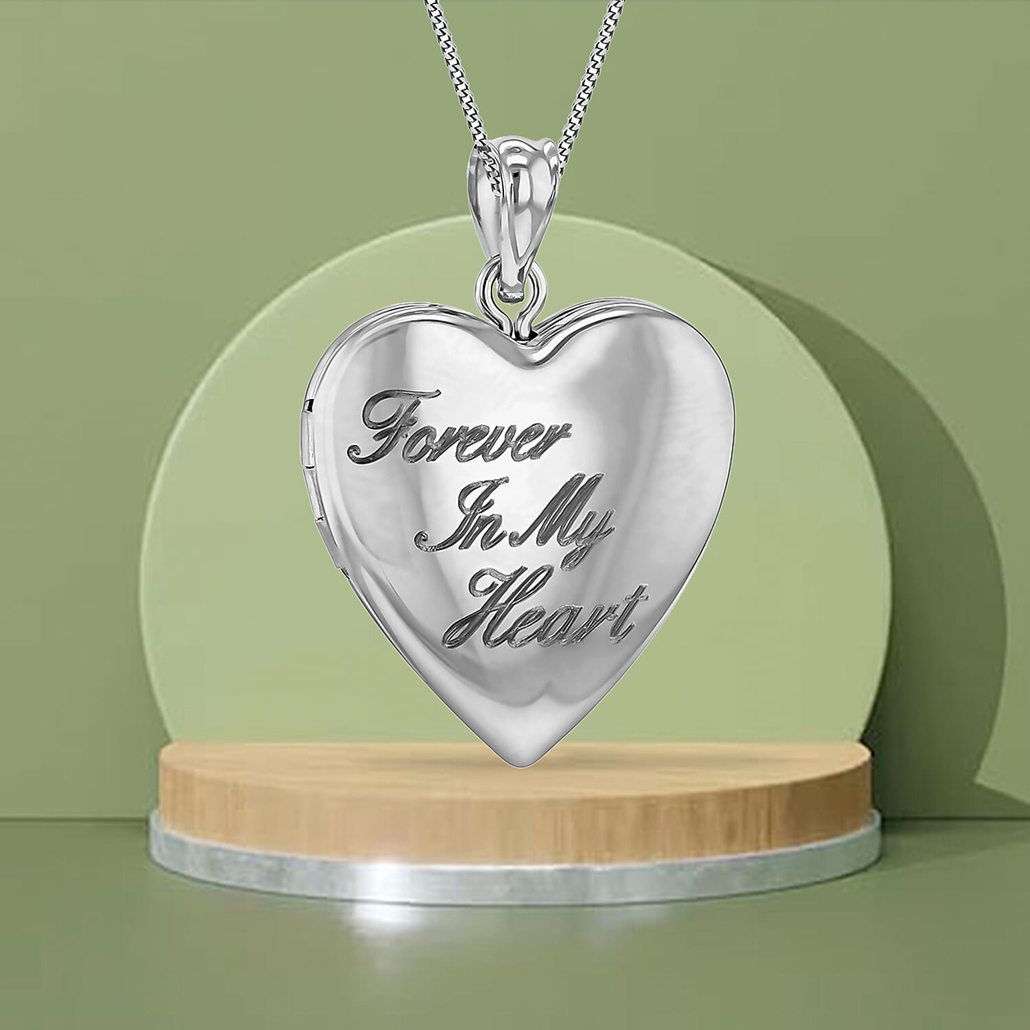 Heart Shape Forever In My Heart Locket Pendant in Sterling Silver Rhodium Plated 7568401 1