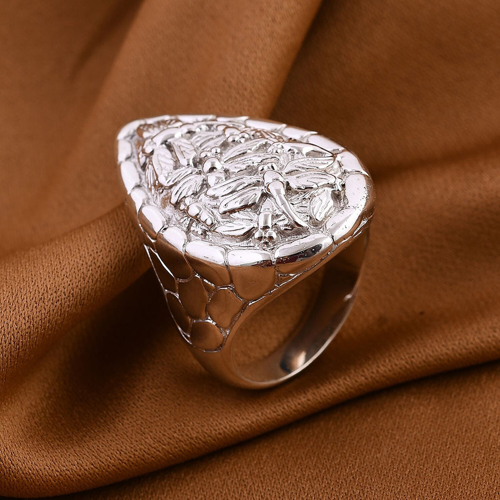 Royal Bali Collection - Sterling Silver Dragon Ring, Silver Wt. 12.60 Gms