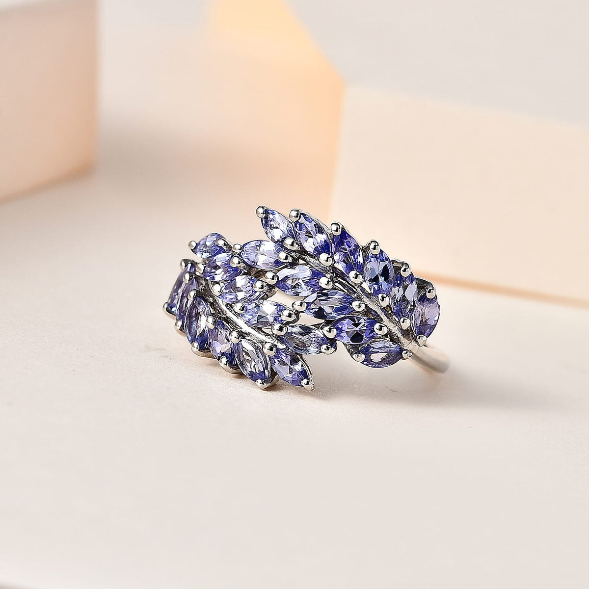 Tanzanite Bypass Ring in Platinum Overlay Sterling Silver 1.76 ct  2.002  Ct. 7641544 1