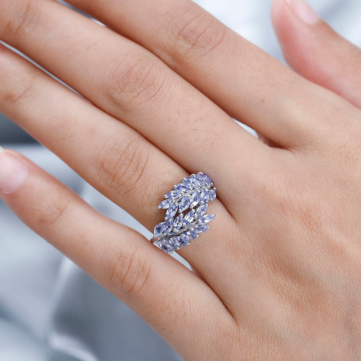 Tanzanite Bypass Ring in Platinum Overlay Sterling Silver 1.76 ct  2.002  Ct. 7641544 2
