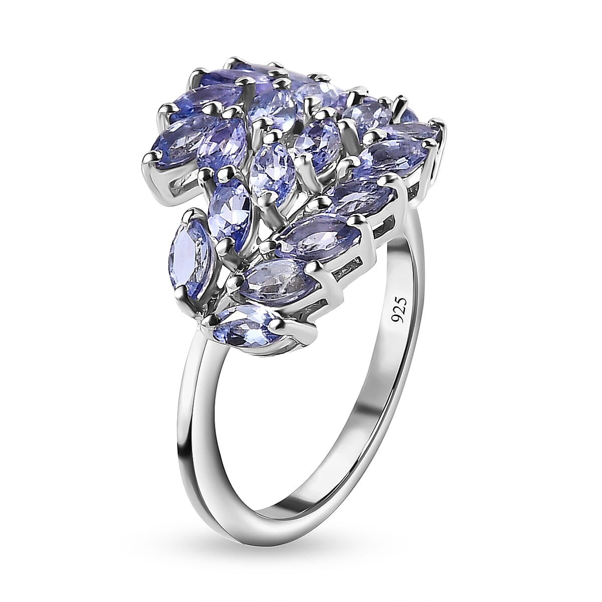 Tanzanite Bypass Ring in Platinum Overlay Sterling Silver 1.76 ct  2.002  Ct. 7641544 3