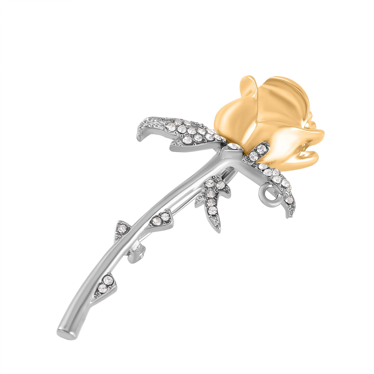 White Austrian Crystal Rose Brooch in Two- Tone 7601322 3