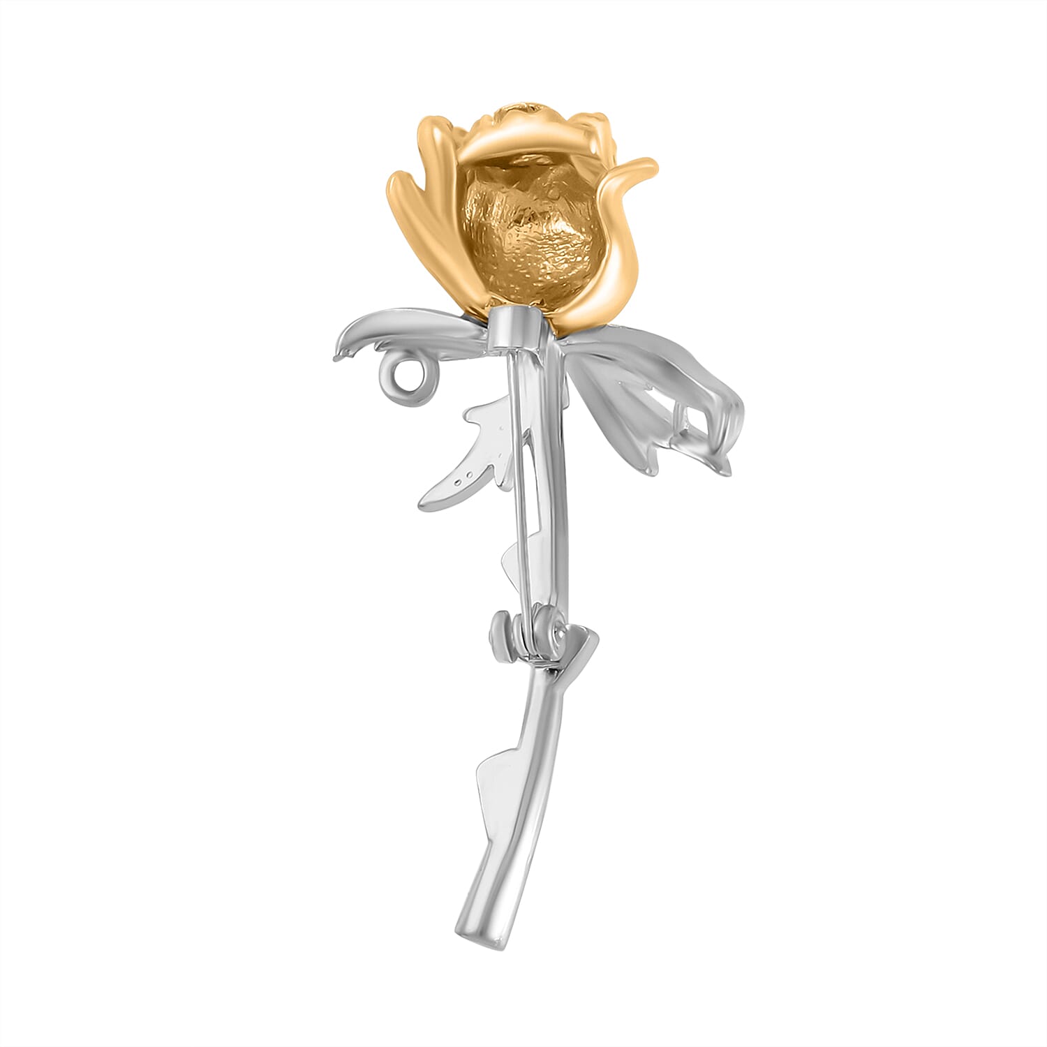 White Austrian Crystal Rose Brooch in Two- Tone 7601322 4