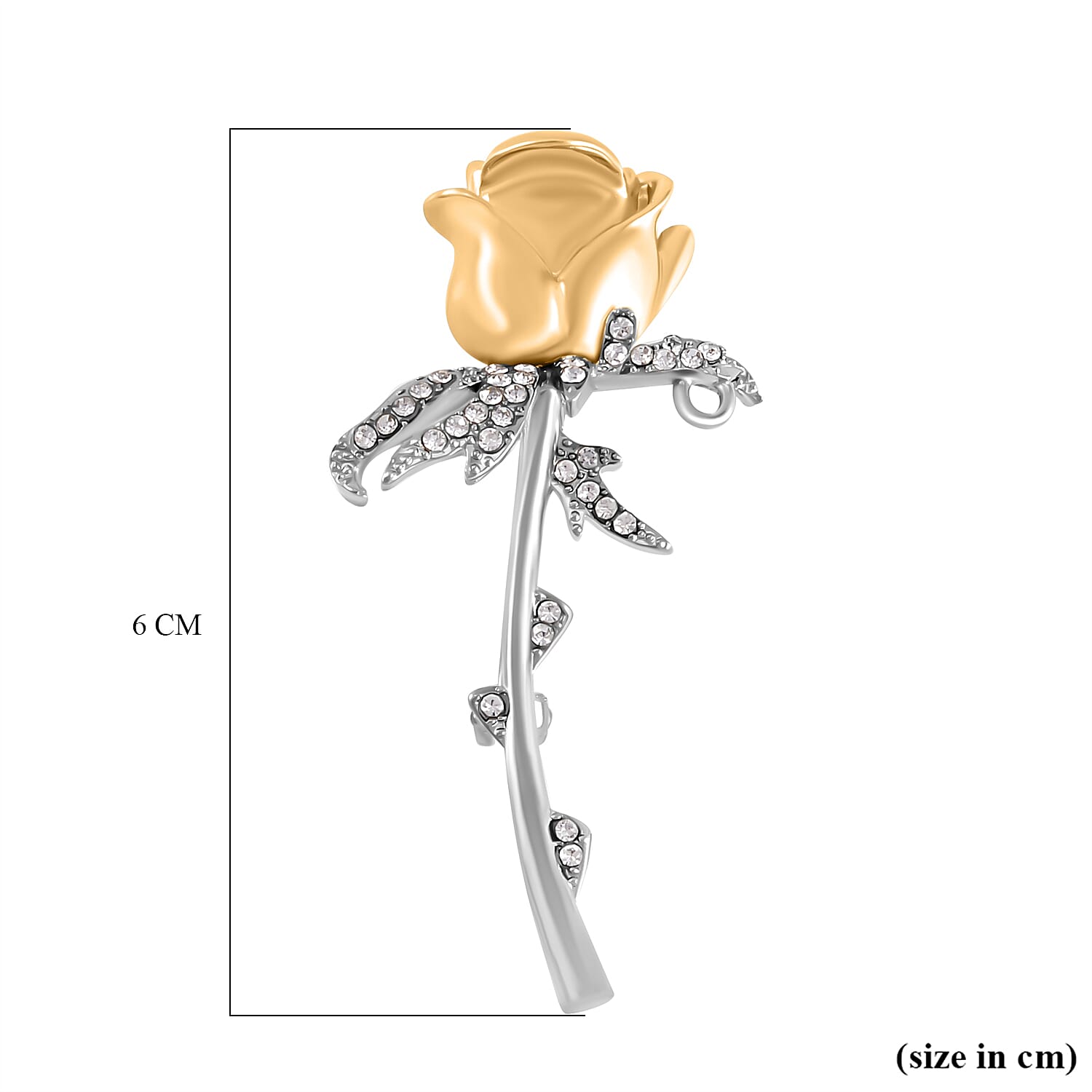 White Austrian Crystal Rose Brooch in Two- Tone 7601322 5