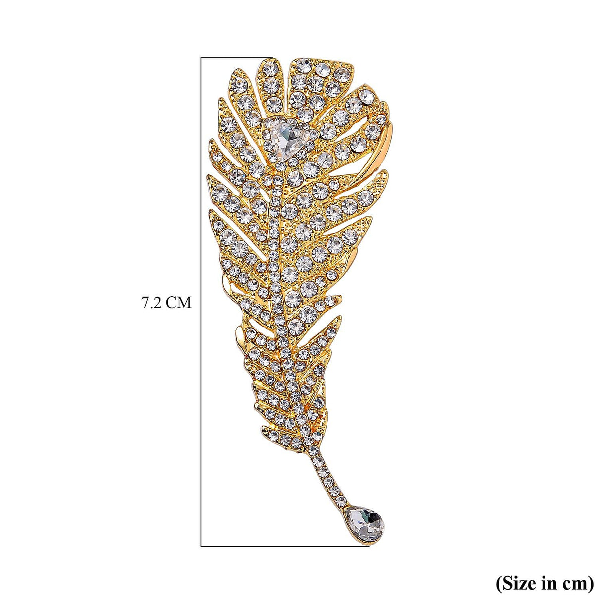 Austrian White Crystal Leaf Brooch in Yellow Gold Tone 7602127 4