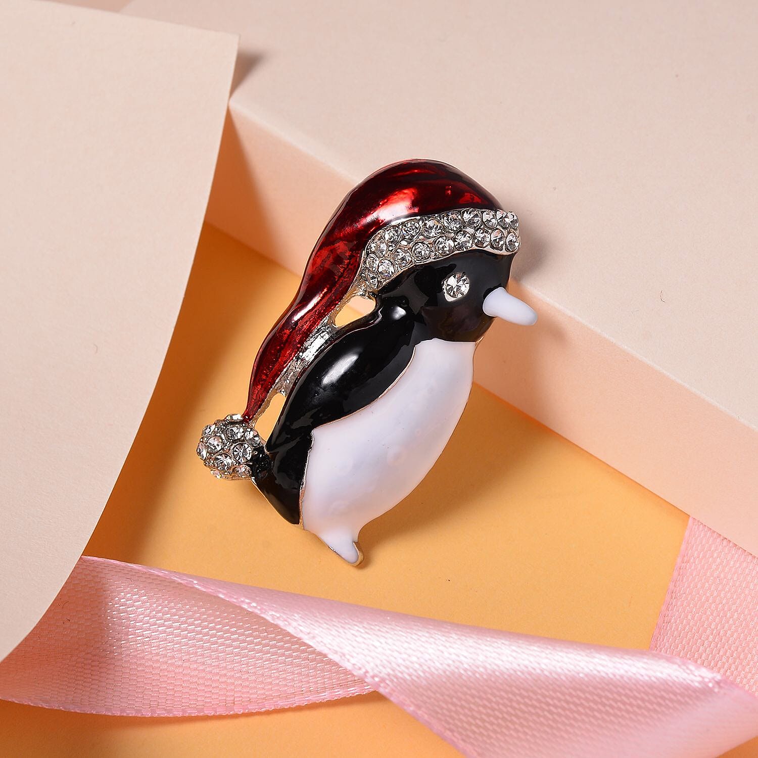 Multi Crystal Christmas Brooch - Penguin 7611529 1