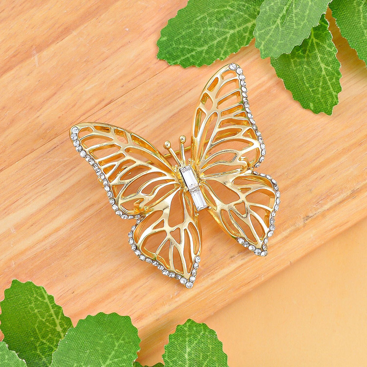 Butterfly White Crystal Brooch 0.01 ct 0.010 Ct. 7634233 1