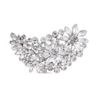 White Austrian Crystal Bow Brooch in Silver Tone