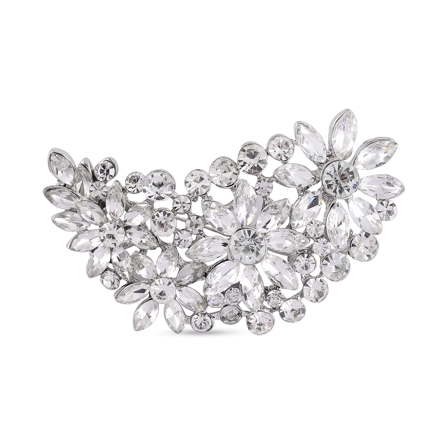 White Austrian Crystal Bow Brooch in Silver Tone 7639522 0
