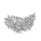 White Austrian Crystal Bow Brooch in Silver Tone
