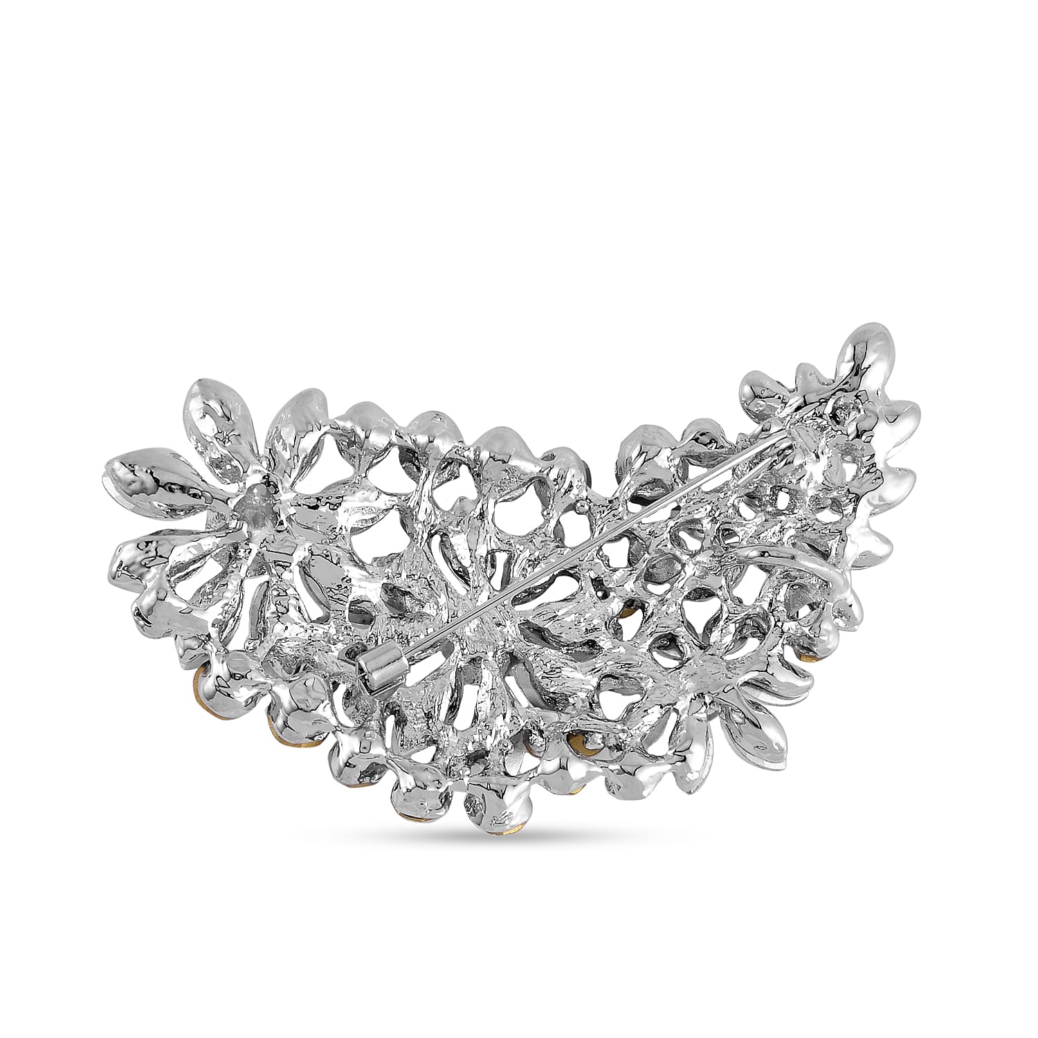 White Austrian Crystal Bow Brooch in Silver Tone 7639522 2