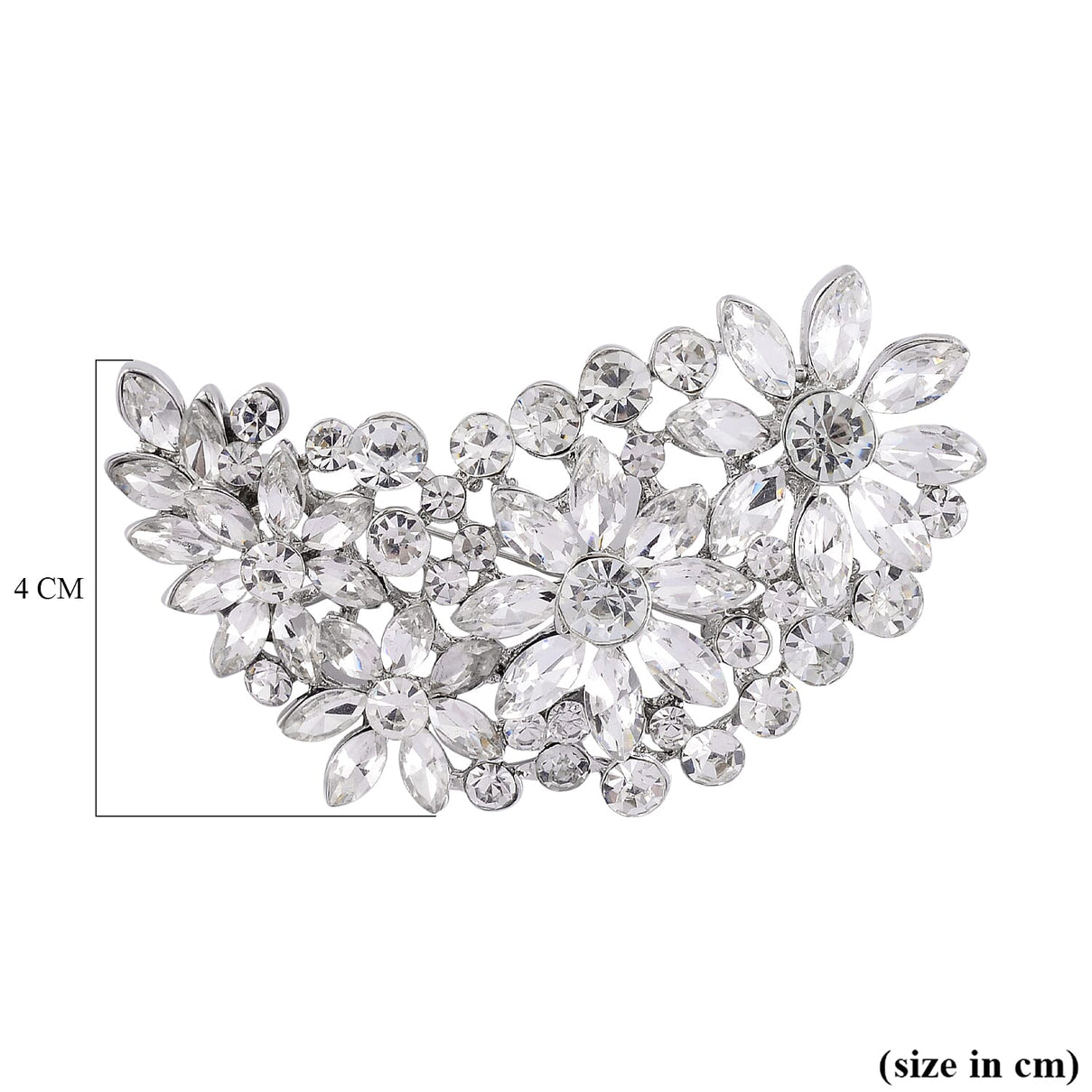 White Austrian Crystal Bow Brooch in Silver Tone 7639522 3