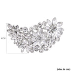 White Austrian Crystal Bow Brooch in Silver Tone
