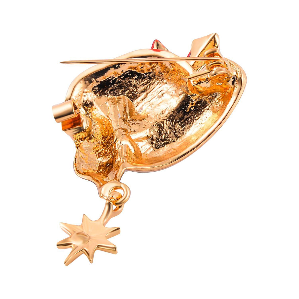White &amp; Red Austrian Crystal Enamelled Star Brooch in Yellow Gold Tone 7611564 3