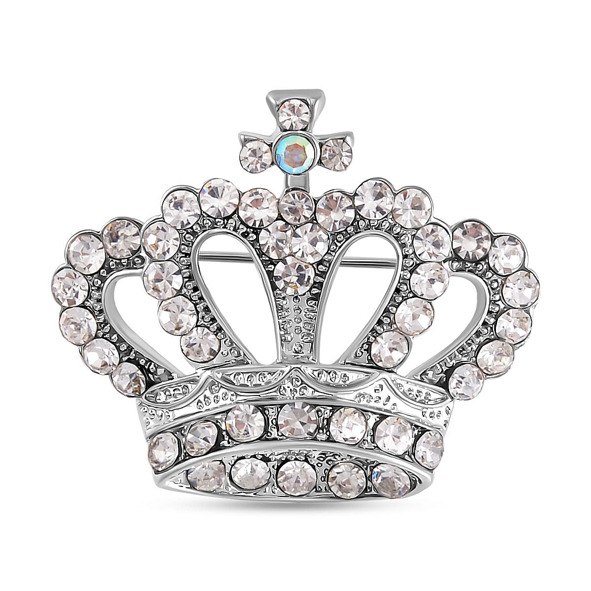 Crown White Crystal, Simulated Mystic White Crystal Brooch 0.02 ct 0.020 Ct. 7601352 0