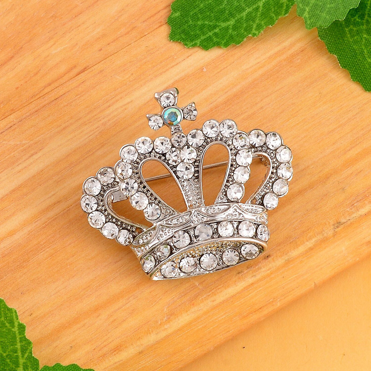 Crown White Crystal, Simulated Mystic White Crystal Brooch 0.02 ct 0.020 Ct. 7601352 1