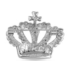 White Austrian Crystal & Simulated Mystic White Austrian Crystal Crown Brooch in Silver Tone