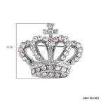 White Austrian Crystal & Simulated Mystic White Austrian Crystal Crown Brooch in Silver Tone