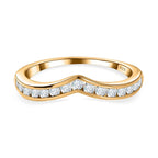 NY Closeout- Cubic Zirconia Wishbone Ring in 18K Yellow Gold Vermeil Plated Sterling Silver