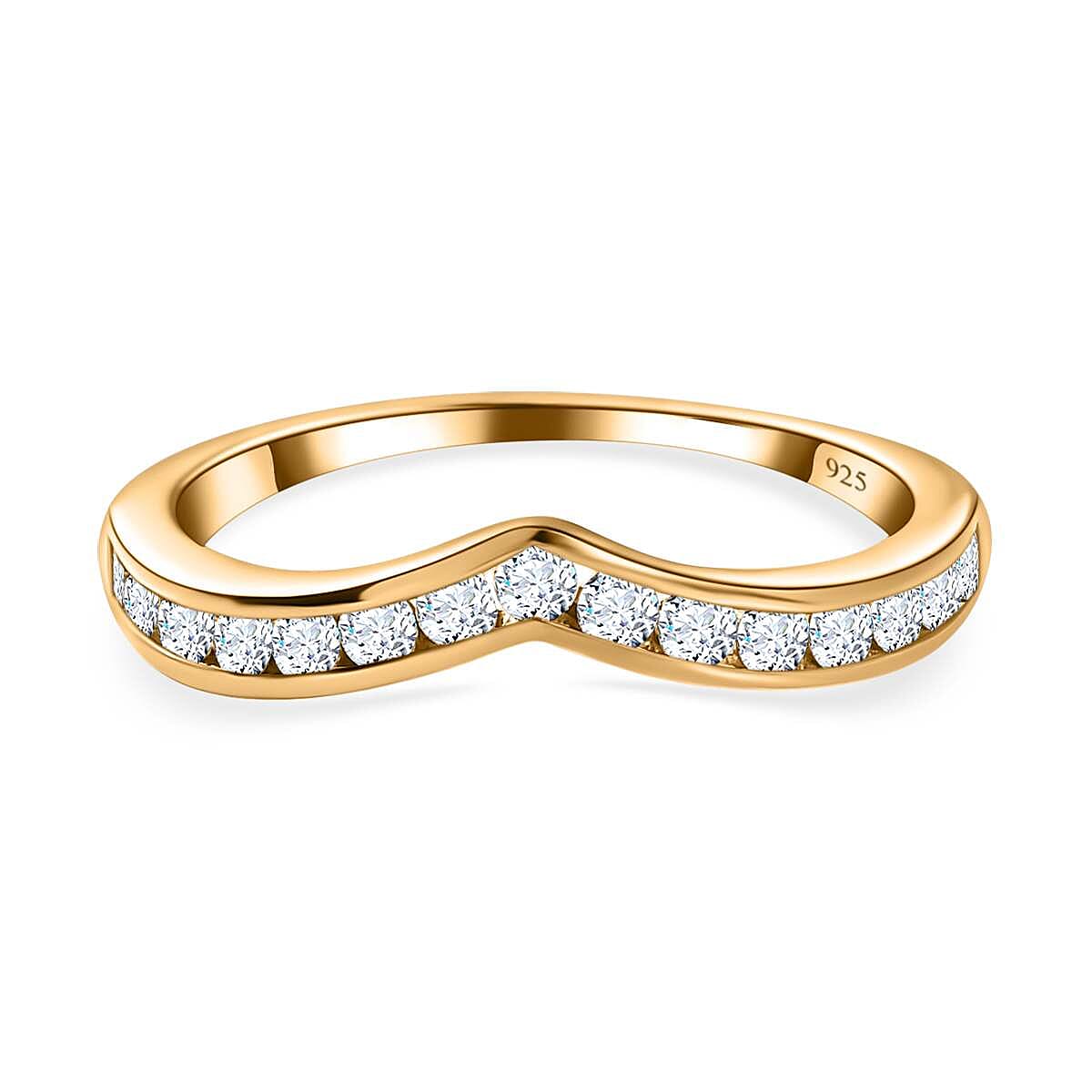NY Closeout- Cubic Zirconia Wishbone Ring in 18K Yellow Gold Vermeil Plated Sterling Silver 7615042 0