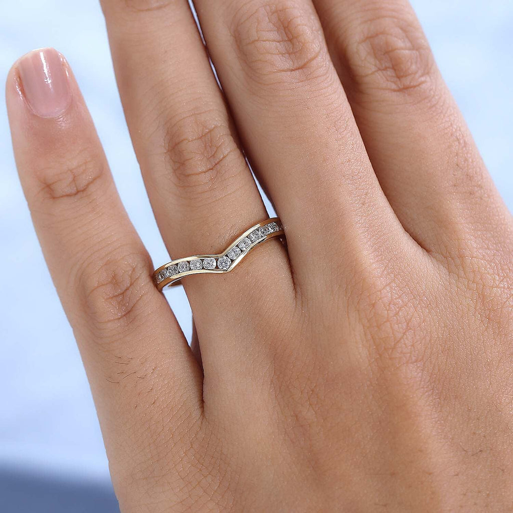 NY Closeout- Cubic Zirconia Wishbone Ring in 18K Yellow Gold Vermeil Plated Sterling Silver