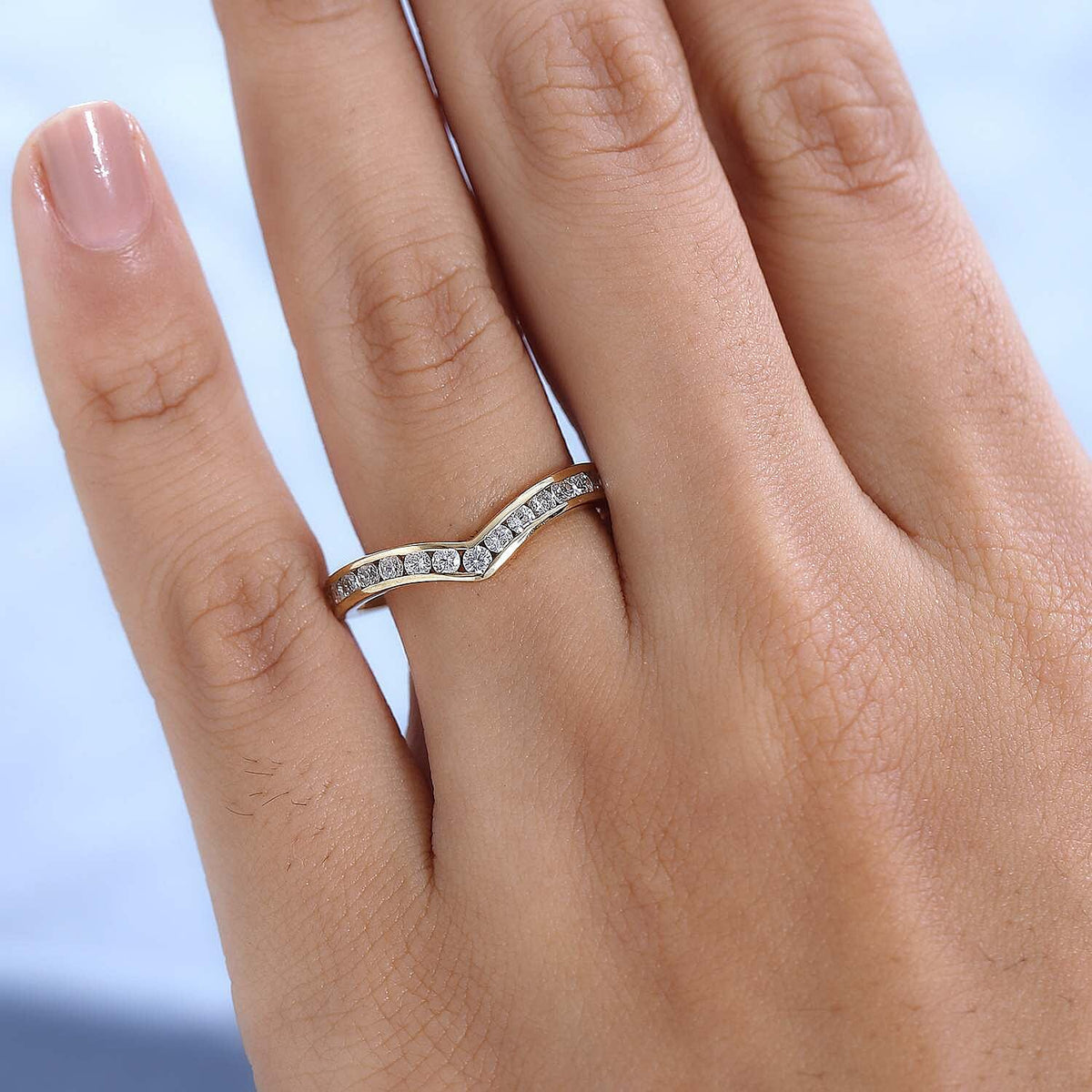 NY Closeout- Cubic Zirconia Wishbone Ring in 18K Yellow Gold Vermeil Plated Sterling Silver 7615042 2