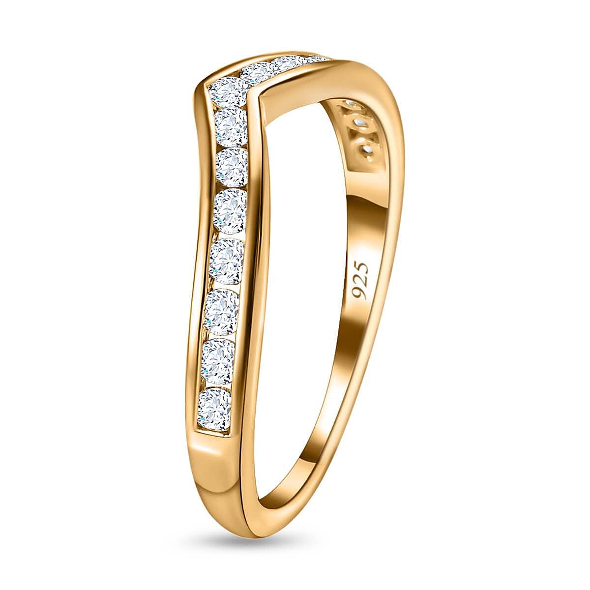 NY Closeout- Cubic Zirconia Wishbone Ring in 18K Yellow Gold Vermeil Plated Sterling Silver 7615042 3