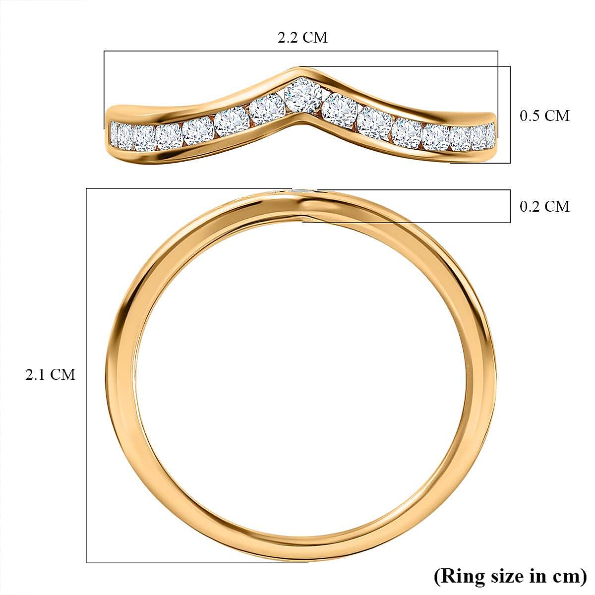 NY Closeout- Cubic Zirconia Wishbone Ring in 18K Yellow Gold Vermeil Plated Sterling Silver 7615042 5