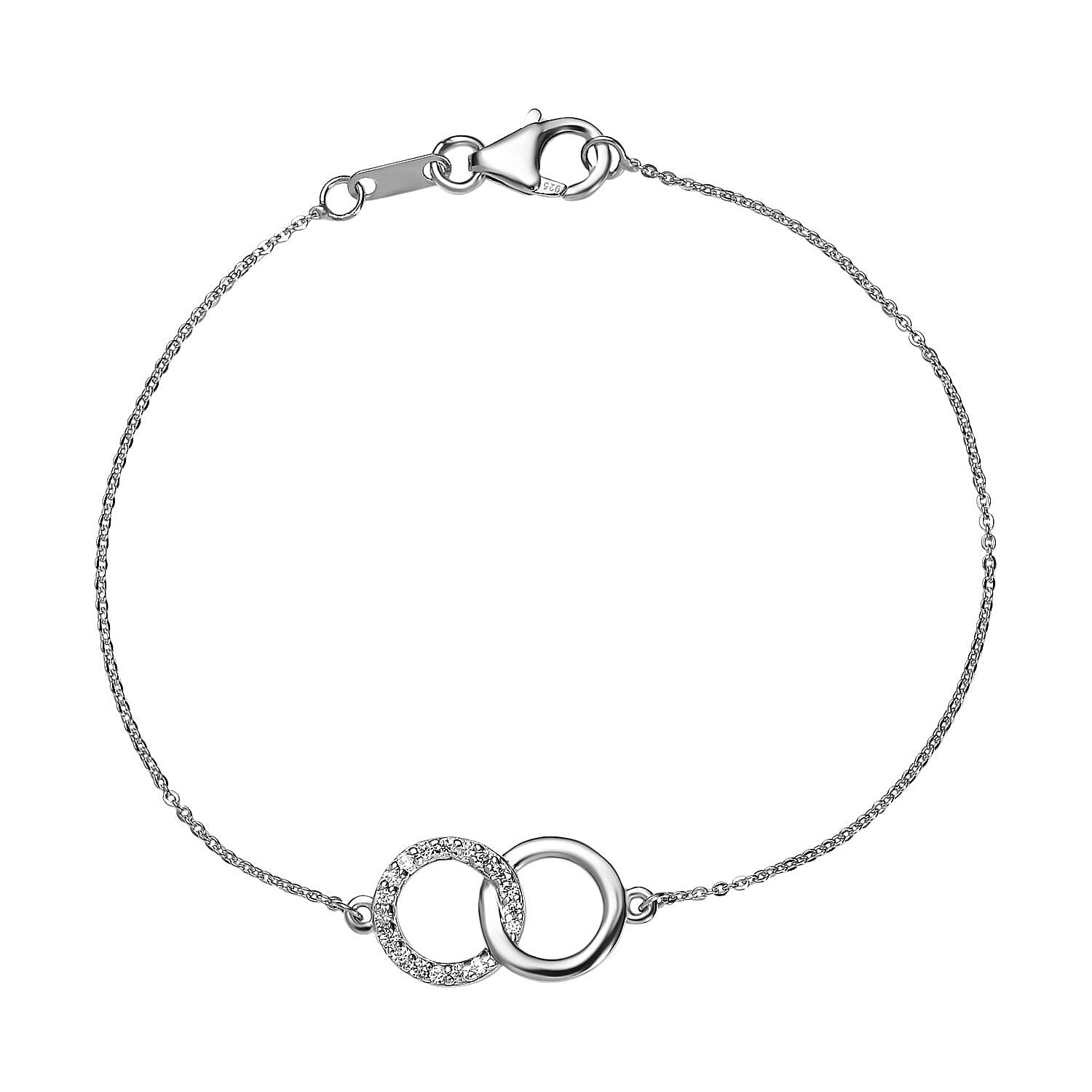 Simulated Diamond Chain Bracelet (Size - 7.5) in Platinum Overlay Sterling Silver 7575188 0