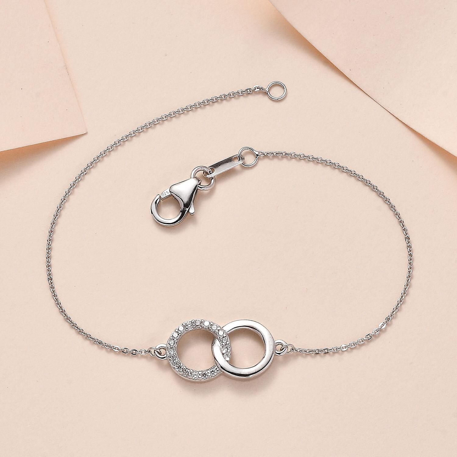 Simulated Diamond Chain Bracelet (Size - 7.5) in Platinum Overlay Sterling Silver 7575188 1