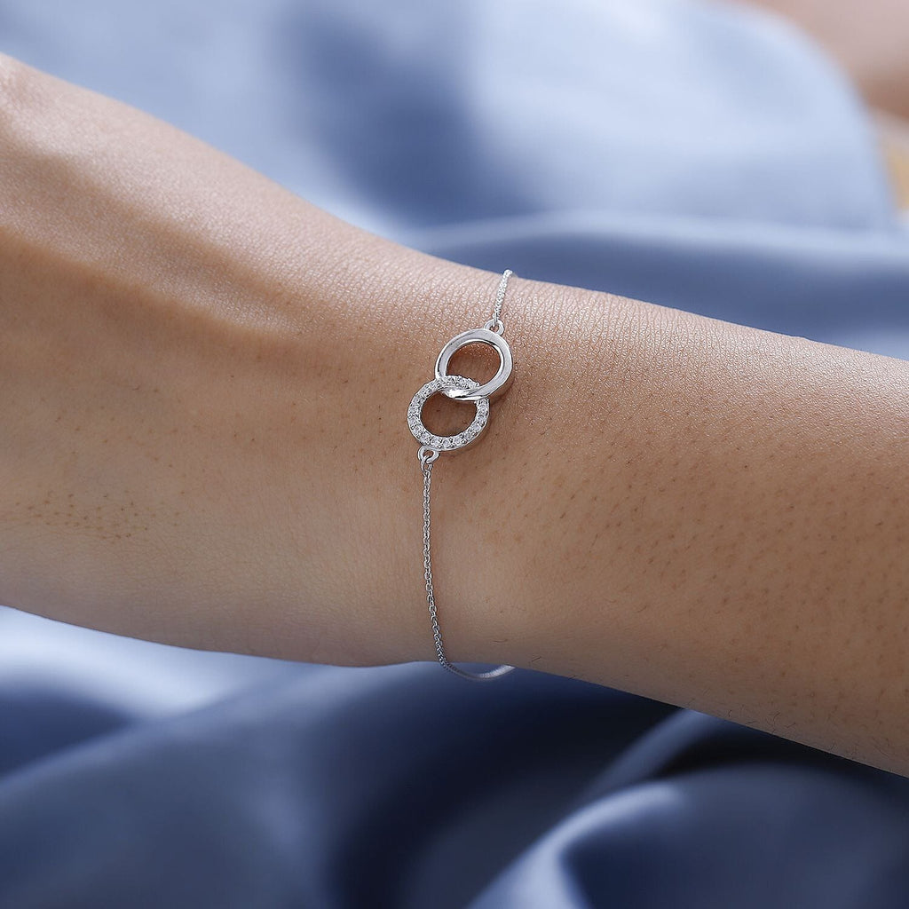 Simulated Diamond Chain Bracelet (Size - 7.5) in Platinum Overlay Sterling Silver
