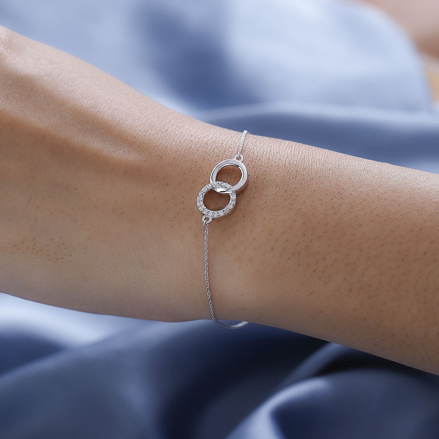 Simulated Diamond Chain Bracelet (Size - 7.5) in Platinum Overlay Sterling Silver 7575188 2